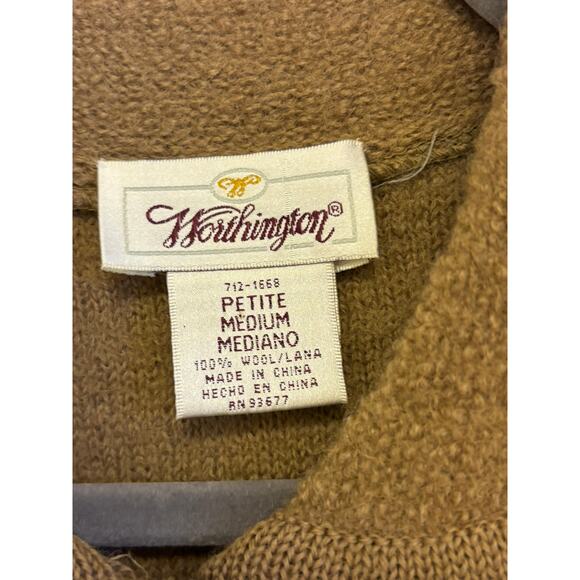 Worthington Brown Cable Knit Cardigan - Picture 3 of 6